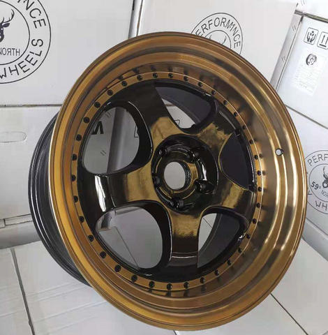 59°North Wheels D-002 | 9.5x19" ET33 5x108/5x112 - Gloss Black/Bronze Lip